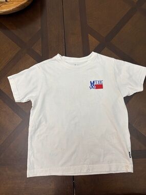 Psycho Bunny White Kids Short Sleeve Tee with Blue and Red Texas Graphic